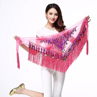 Foulard de danse orientale, Chaîne de taille, Foulard triangulaire à paillettes et pompons, Bandeau de taille, Ceinture de taille, Corset de taille, Foulard de danse latine