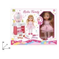 Muñeca de Plástico Bella Trendy con Set de Maquillaje y Accesorios para Juego de Imitación de 4 a 6 Años
