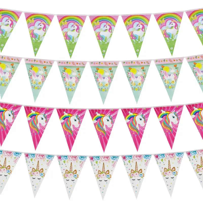 Paper cartoon1st Birthday Banner Happy Birthday Party Decorations Kids Little Mermaid Flag Baby Shower Banner Wedding Garland