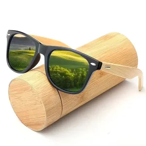 Luxe Zakelijke Gepolariseerde Zonnebril Mannen Vrouwen Rond Frame Uv400 Sport Zonnebril Vintage Houten Bamboe Anti-Glare Brillen