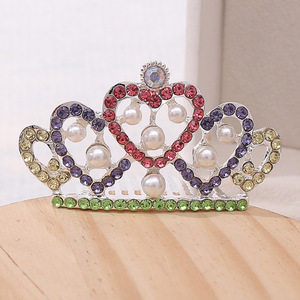 Mode enfants couronne <span class=keywords><strong>peigne</strong></span> à cheveux enfants diamant incrusté <span class=keywords><strong>peigne</strong></span> anniversaire <span class=keywords><strong>chignon</strong></span> cheveux cerceau diamant - Product Image 6