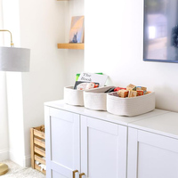 Sac de rangement pliable moderne en tissu Oxford avec couvercle et poignées renforcées, 2 couches, pour vêtements, armoire, placard, tiroir