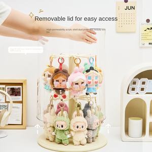 Caja de Almacenamiento Giratoria, Exhibidor de <span class=keywords><strong>Mano</strong></span>, Plástico Transparente, para Muñecos de Peluche Labubu, Exhibidor de Colgantes, Apilable, 2L - Product Image 3