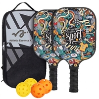 Raquette de pickleball personnalisée en fibre de verre avec surface en fibre de verre, ensemble de raquettes de pickleball, 2 raquettes, 4 balles, 1 sac