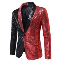 Manteau pour hommes européens et américains Costume à paillettes à couleur bloquée Costume Club Vêtements pour hommes Veste Manteau décontracté OEM