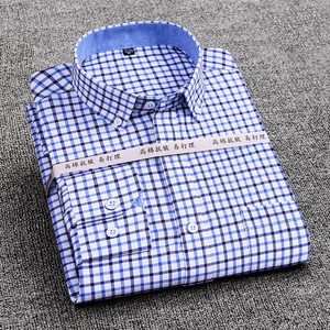 Camicia a maniche lunghe Casual da <span class=keywords><strong>uomo</strong></span> a righe scozzese Oxford Spinning comoda camicia da lavoro maschile sottile con colletto traspirante - Product Image 1