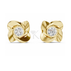 Pendientes de Diamantes con Diseño de Molinillo Escultural, con Piedra Central Redonda y Cierres de Rosca Seguros, Joyería Fina Elegante y Minimalista - Product Image 1