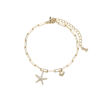 Bracelet élégant pour femme, accessoires étoile de mer française, chaîne fine en coquillage étoile de mer, fermoir mousqueton, bracelets de créateur pour banquets