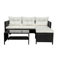 Ensemble de canapés en rotin noir moderne fabriqué au Vietnam avec coussins imperméables KD, contemporain, pour jardin, terrasse, toutes saisons