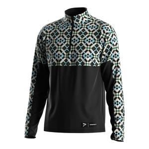 Camiseta de alto rendimiento para sublimación, camiseta térmica de manga larga, cuello alto, color azul marino. - Product Image 1