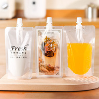 Pochette à bec verseur alimentaire réutilisable imprimée en blanc noir personnalisé pour jus de boisson Pochette debout d'emballage de liquide en plastique avec aspiration
