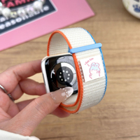 Correa de nailon ajustable para Apple Watch S10 S11 Ultra SE, diseño de lazo de conejo, tejida, con gancho y lazo, para uso casual