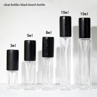 Flacon en verre carré de 3ml 5ml 8ml 10ml 15ml 20ml 30ml avec pulvérisateur de brume Flacon vaporisateur de parfum en verre vide avec bouchon en bois