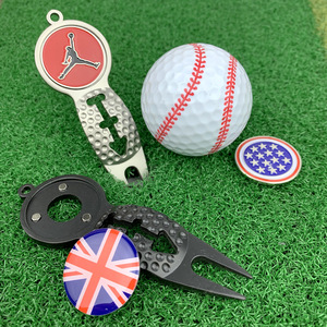 <b>Golf</b> Divot Tool Magnetic Ball Marker Set Zinc Alloy Green Fork Repair Tool Universal <b>Golf</b> Gear - Product Image 2