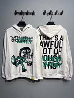 Nouveau Hoodie Homme Coupe Ample en Coton 100% Respirant et Lavé avec Broderie 3D « THAT'S AWFUL LOT COUGH SYRUP » – Vente Flash