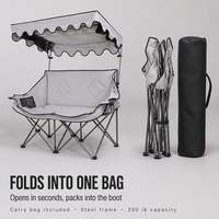 Chaise de camping pliante double avec auvent, logo personnalisé OEM ODM, en tissu Oxford 600D, portable pour la plage, le parc et l'extérieur – Fabricant et usine