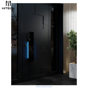 Hitech-Porte pivotante à entrée unique en fonte d'aluminium pour villa américaine Portes d'entrée contemporaines pour matériaux de construction Portes d'entrée avant - Product Image 6
