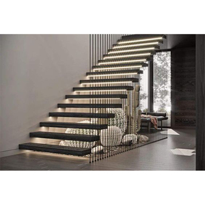 Blh-7แฟชั่นการออกแบบบันไดเหล็กที่ทันสมัยโมเดิร์นโมเดิร์น De Escadas De Aco สีขาวสีเบจหินอ่อนบันไดบันไดบันได - Product Image 6