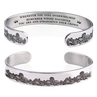 Bracelet manchette large ondulé en acier inoxydable de 10 mm personnalisé, gravé « Ne me quitte pas, je suis la tempête », bijou avec citation inspirante