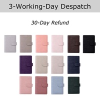 Yihe Noir Reliure Budget A6 la Plus Vendue 14 Couleurs en Cuir Saffiano Épi avec Anneaux Noirs – Planificateur pour Cadeau de Noël, Bureau ou École