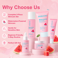 Kit de Soins Visage Vegan OEM ODM Doux à la Pastèque et Niacinamide, Réparateur Apaisant au Cica, Éclaircissant pour une Peau Éclatante