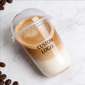 Gobelets jetables transparents en PP en forme de U avec logo personnalisé, à paroi simple, diamètre 90 mm, pour thé au lait Boba, boissons froides, café, 16 oz, 24 oz - Product Image 2