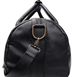 Premium Black Leather Duffel <b>Bag</b> for <b>Men</b> Travel Gym Weekender Overnight Carry On Luggage with <b>Shoulder</b> Strap - Product Image 4