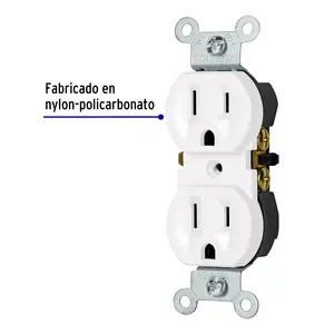 Caja de Tomacorrientes Dúplex Estándar Volteck Blanca de 20 Unidades con Enchufe y Tomacorriente Metálicos de 15A 120V, Grado Residencial, Con Conexión a Tierra, Modelo CODO-SB - Product Image 3