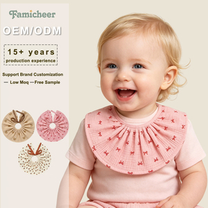 Bavoir pour bébé en mousseline de coton douce, à volants 360 degrés, pour nourrissons, serviette anti-bave, personnalisable, faible MOQ, OEM ODM, usine avec 15 ans d'expérience - Product Image 1