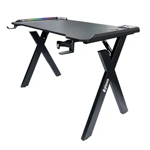 X Shaped Computer Racing Mesa Gamer Table Gaming Desk With LED Lights