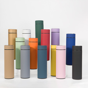 Custom Logo 500ml Portable Double Wall Stainless Steel Insulated Vacuum <b>Flasks</b> Sports Led Smart Water Bottle - Product Image 1