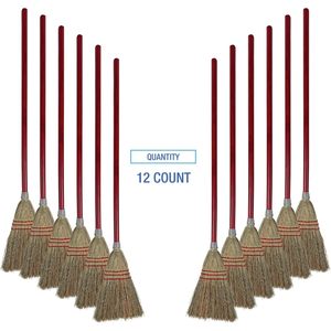 Balai de nettoyage de hall Boardwalk 39 pouces en fibre de maïs rouge avec poils en métal et en PET, manche en plastique, longueur totale 120 cm - Product Image 1