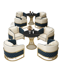 Ensemble chaise et table en cuir simple moderne avec pieds en métal doré pour meubles de restaurant, café, café, restaurant