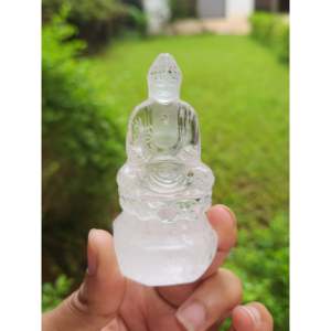 Estatua de Buda en Cuarzo Transparente, un Símbolo Atemporal de Paz, Energía Curativa y Serenidad Espiritual para el Hogar y la Oficina - Product Image 1