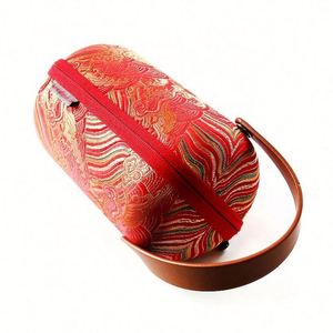 Bolso de mano EVA hecho a mano con bordado rojo, estilo chino, asa de cuero, lujo, impermeable, caja de regalo para bodas/cumpleaños/teteras - Product Image 3