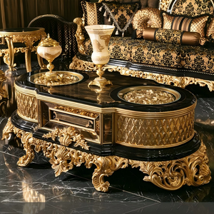 Divano Componibile in <span class=keywords><strong>Legno</strong></span> <span class=keywords><strong>Massello</strong></span> Intagliato di Lusso Europeo, Set di Divani in Stile Palazzo con Tessuto Dorato per <span class=keywords><strong>Soggiorno</strong></span>, Arredamento per Ville Francesi - Product Image 5