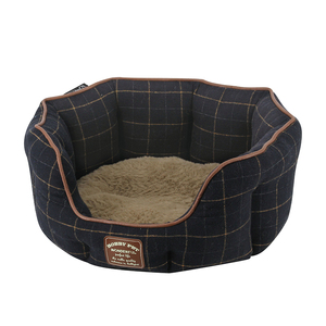 Cama de lujo para mascotas Cordoury de tartán, cama acogedora de felpa para perros, terciopelo Oxford, materiales de fibra de piel sintética de plástico, cartón elegante clásico moderno - Product Image 6