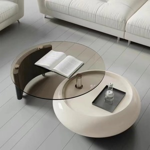 <span class=keywords><strong>Tavolino</strong></span> da Caffè Rotante in Vetro Minimalista Italiano, Stile Crema, Tavolo Centrale di Lusso <span class=keywords><strong>per</strong></span> Soggiorno, <span class=keywords><strong>Tavolino</strong></span> Laterale Moderno <span class=keywords><strong>per</strong></span> <span class=keywords><strong>Divano</strong></span> - Product Image 4