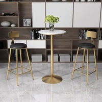 Table de bar moderne en marbre doré de luxe pour événements en plein air, hôtels, restaurants, salons