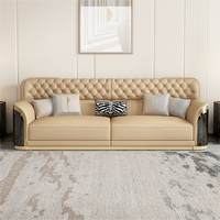 Ensemble de canapés en cuir de luxe italien, style postmoderne, haut de gamme, cuir de vachette de première qualité, grand canapé plat pour villa, mobilier de salon, canapé léger