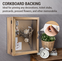 Cadre photo rectangulaire de luxe en bois brûlé et acrylique, durable et écologique, avec porte à charnière, fond en liège et tableau d'affichage pour paysages.
