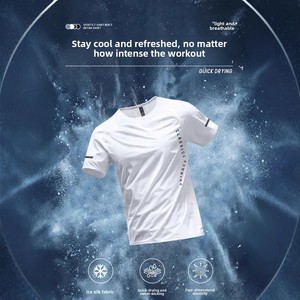 Camiseta Deportiva de Manga Corta para Hombre, Transpirable, de Secado Rápido, Lisa, Deportiva, Verano 2025, Nueva, de Seda de Hielo, Delgada, Informal, para Correr - Product Image 4