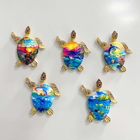 Aimant de réfrigérateur écologique en résine, style Art déco, thème Pâques, monde sous-marin, récif corallien, tortue, souvenir de parc océanique, style animalier