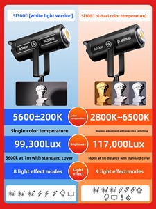 ไฟถ่ายภาพ LED รุ่นที่สาม Shenniu SL300W/SL300BI ปรับอุณหภูมิสีได้สองระดับ ควบคุมผ่านแอปพลิเคชัน ความสว่างสูง 330W แสงวอร์มไลท์ - Product Image 2