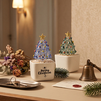 Sapin de Noël en verre de Murano effet neige, figurine artistique en cristal coloré pour la maison, accent de table hivernal