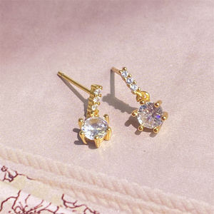 Rakol EP6050 Wholesale 3A Cubic Zirconia Dangle <b>Stud</b> Earrings High Quality Silver Jewelry for Women - Product Image 5