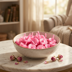 <b>Pink</b> Round Pure cow ghee <b>Candles</b> Scented Floral Aromatherapy Home Decoration Elegant Style 1 Wick HandMade - Product Image 4
