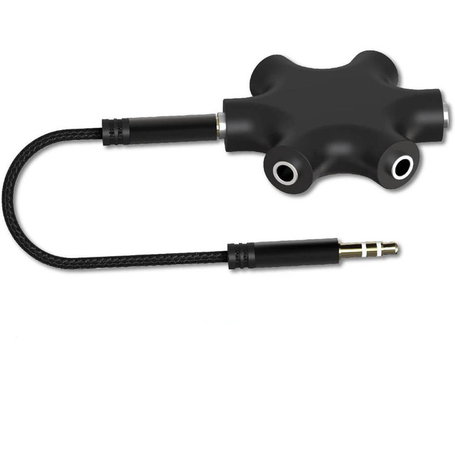 3.5mm Multi Headphone Audio Splitter 5-Jack Female Connector Adapter with 3.5mm Stereo Cable 20cm Digital Audio Video Cables