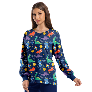 Custom <strong>Scrubs</strong> Jacket with Logo <strong>Scrub</strong> Uniform Ladies Sets Doctor Medical Uniforms for Women 2 Pockets Long Sleeve Snap Front <strong>Top</strong> - Product Image 4