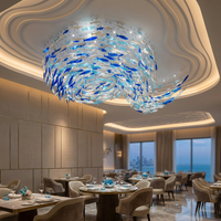 Lámpara Colgante LED de Cristal Soplado a Mano con Forma de Pez, Altura Ajustable, E14, para Vestíbulo de Hotel, Acuario, Temática Oceánica